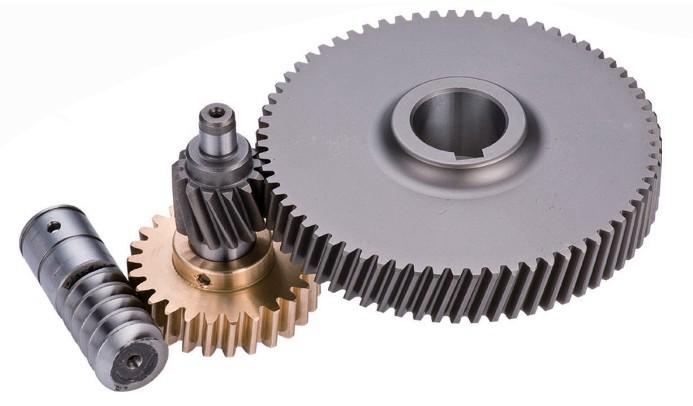 Helical, spur and worm gear set