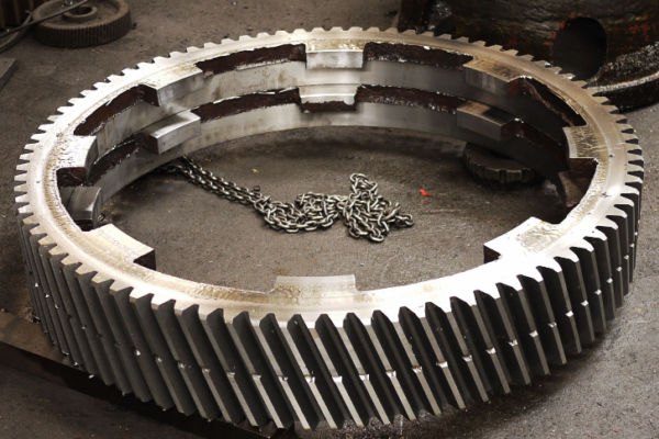 Large double-helical ring gear on the shop floor