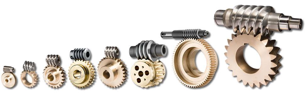 Worm gear sets in several sizes